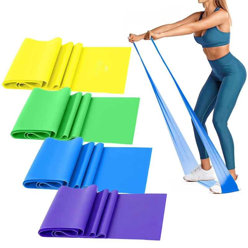 Exercise Resistance Bands Set with 4 Resistance Levels TPE Elastic Band for Fitness Workout Rehab Strength Training Yoga Pilates