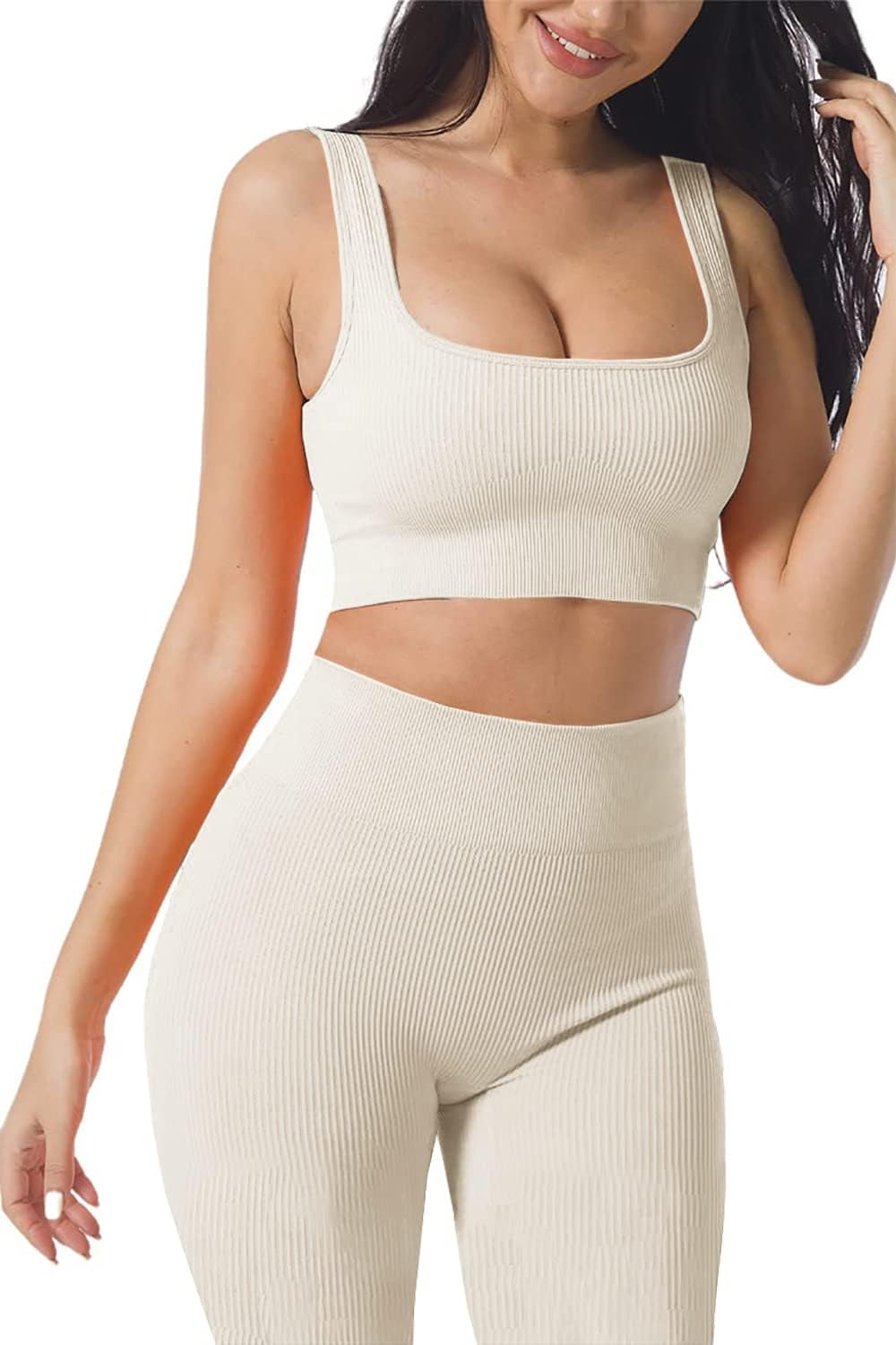 Workout Sets for Women Two Piece Sexy Summer Sports Bra and Crossover Shorts Matching Workout Set