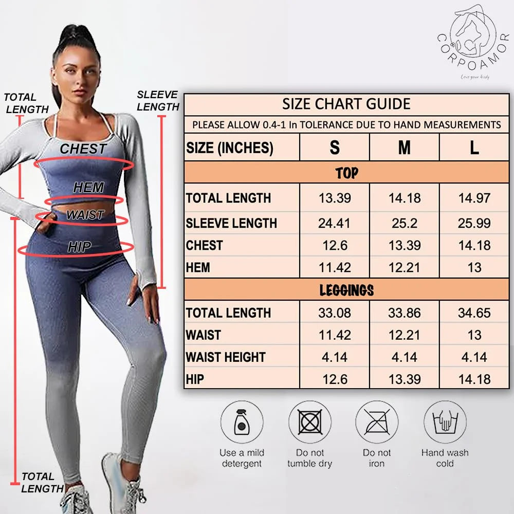 Women'S Fitness Clothing Gym Outfit and Yoga Workout Set Crop Top and High Waisted Leggings Ombre Gradient 2 Piece Set (Purple/Blue, Medium)