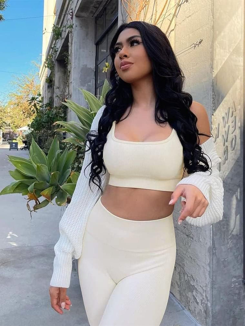 Workout Sets for Women Two Piece Sexy Summer Sports Bra and Crossover Shorts Matching Workout Set