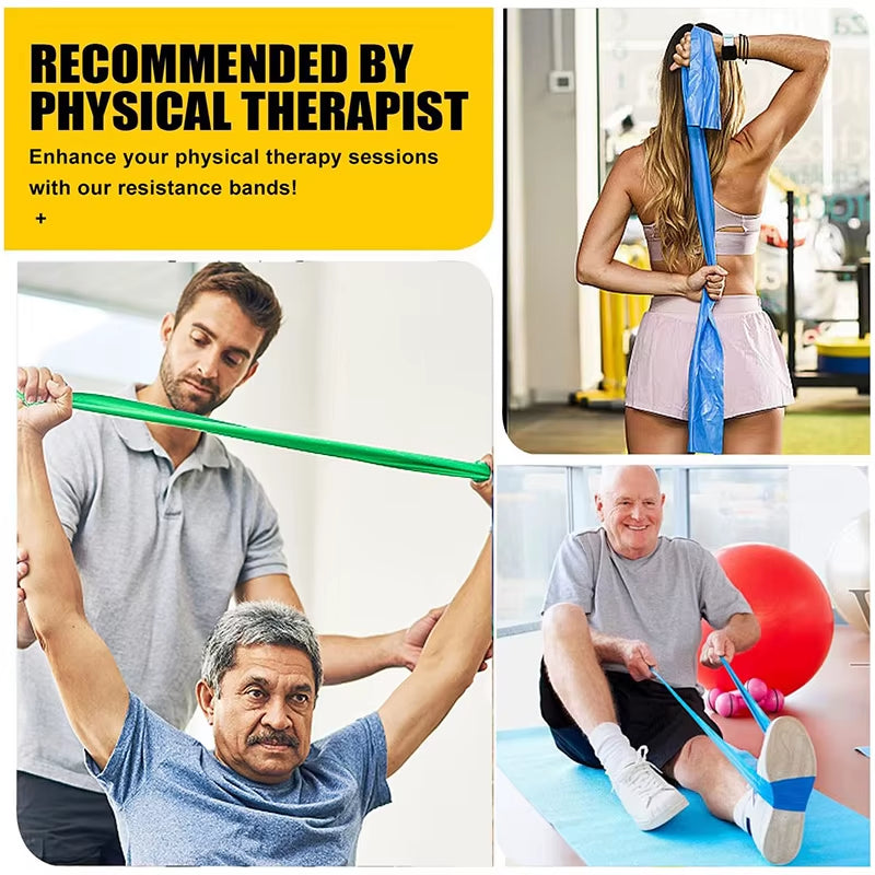 Exercise Resistance Bands Set with 4 Resistance Levels TPE Elastic Band for Fitness Workout Rehab Strength Training Yoga Pilates