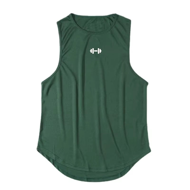 Summer Men'S Running Vest Gym Tank Tops Fitness Clothing Quick-Drying Loose Bodybuilding Sleeveless Shirt Basketball Singlets